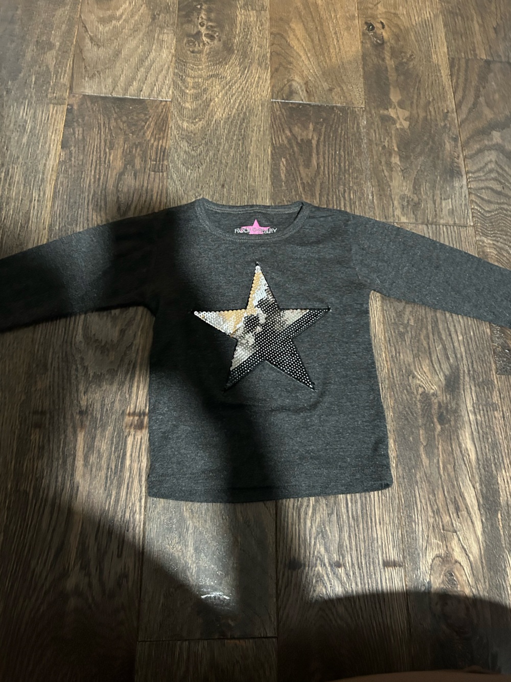 Rock n Beauty Toddler Girls' Gray Long-Sleeve Top with Sequin Star 18-24 month